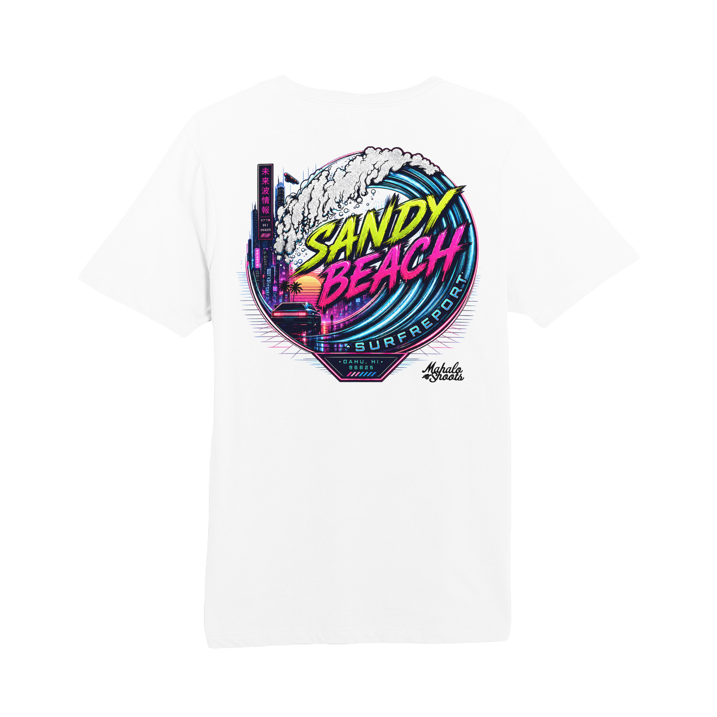 Mahalo Shoots x Sandy Beach Surf Report Neon Barrel Tee
