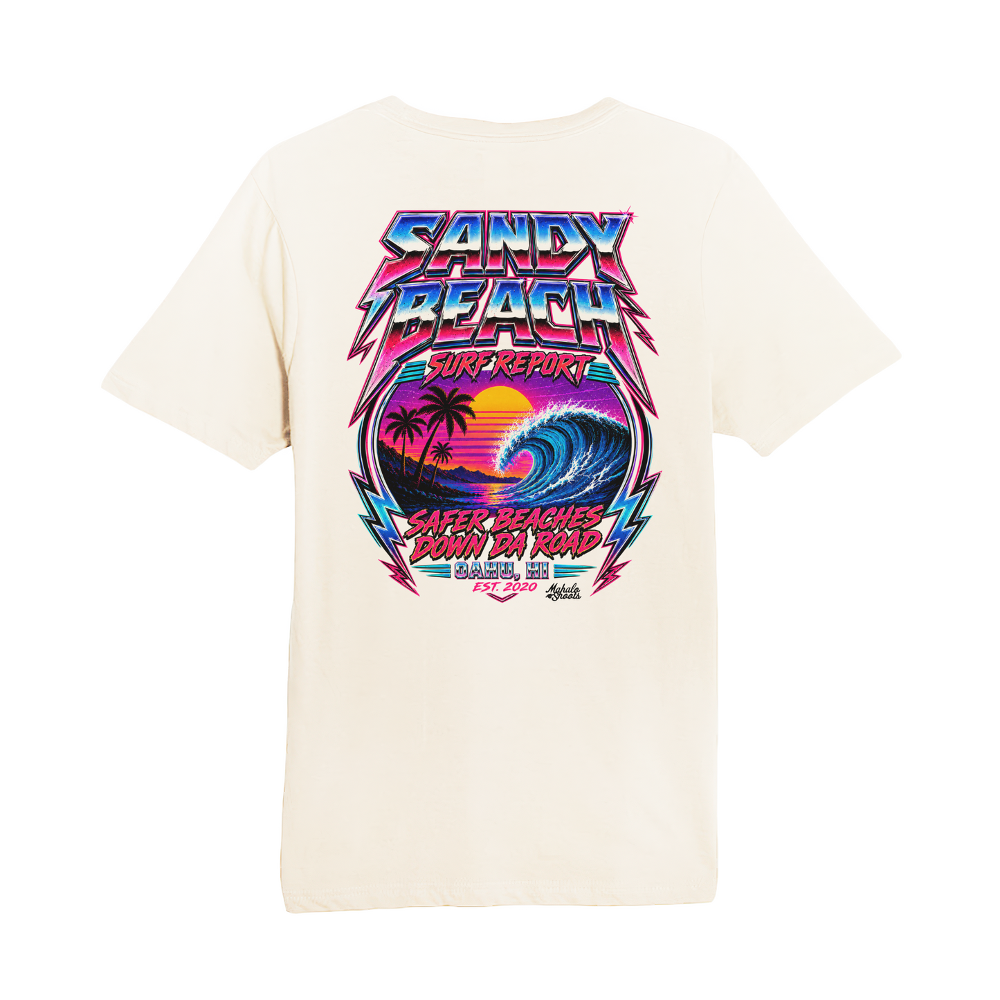 Mahalo Shoots x Sandy Beach Surf Report Retro Tee