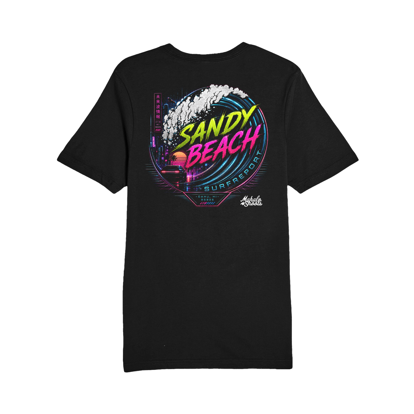 Mahalo Shoots x Sandy Beach Surf Report Neon Barrel Tee
