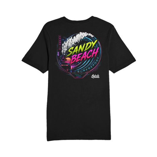 Mahalo Shoots x Sandy Beach Surf Report Neon Barrel Tee